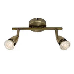 Luminosa Amalfi Adjustable 2 Light Spotlight Antique Brass, GU10