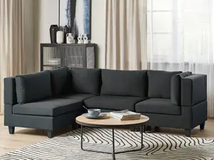 Corner Sofa UNSTAD Black Fabric Right Hand