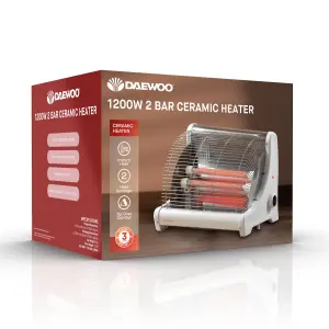 Daewoo 12000W Powerful 2kg Small Electric Portable Heater 2 Bar Ceramic Medium Size Room