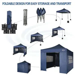 MCC Direct Maximus 3x3 Heavy Duty Pop up Blue Gazebo With Sides