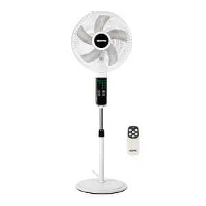 Geepas 16inch Pedestal Fan with Remote Control 60W Powerful Free-Standing Oscillating Cooling Fan, Height Adjustable