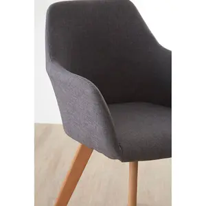 Interiors by Premier Grey Fabric Chair With Wood Legs, Backrest Dining Chair, Easy to Clean Accent Office Chair