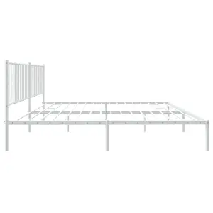 Berkfield Metal Bed Frame with Headboard White 200x200 cm