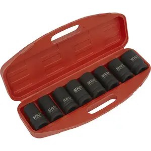 Premium 8 Piece Impact Socket Set - 1 Inch Square Drive Deep Sockets for High Torque Applications