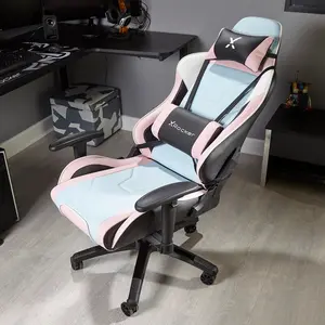 X Rocker Adjustable Ergonomic Faux Leather Swiveling PC & Racing Game Chair Pink/Blue