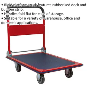 Heavy-Duty 300kg Rigid Platform Truck with Folding Handles and Rubberised Deck