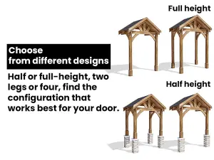 Dunster House Wooden Porch Canopy Kit 2m x 1.5m Pressure Treated Door Shelter Thunderdam Half Height 2 Post