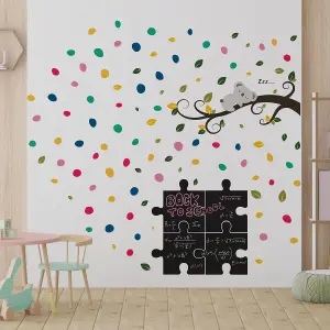 Walplus Combo Kids Wall Sticker - Chalkboard Puzzle With Sleeping Koala And Dots PVC