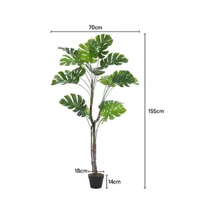 155cm H Artificial Monstera Deliciosa Tree in Pot Decoration for Living Room