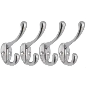 EAI Chrome Coat Hook Robe Hook Petite Traditional Pattern - Pack of 4 - Satin Chrome