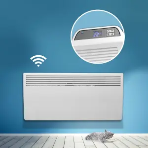 Smart Wifi Electric Panel Heater 2000W Timer Wall Mounted & Floor Stand White