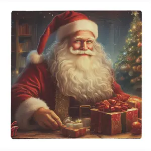 Purely Home Santas Workshops Large Square Glass Worktop Protector Festive Chopping Board