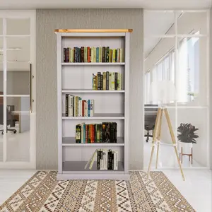 Bingham 180cm H x 90cm W Standard Bookcase Grey/Brown