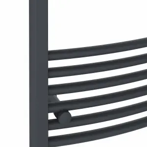 Right Radiators 1000x500 mm Curved Heated Towel Rail Radiator Bathroom Ladder Warmer Anthracite