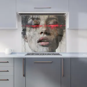 Abstract Face In Motion Kitchen Splashback