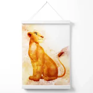 Nala Watercolour Lion King Poster with Hanger / 33cm / White