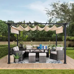 Sunjoy Pergola GIONA - 363cm x 277cm Steel With Adjust Shade