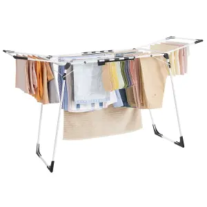 SONGMICS Clothes Drying Rack,  Winged Clothes Airer, Space-Saving Laundry Drying Rack, With Sock Clips, Metal Structure