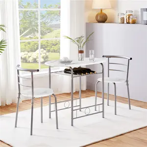 2 - Person Dining Set White/Silver / 76" H x 49" W x 43" D