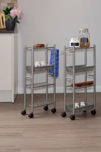 Maison by Premier Dara 4 Tier Brush Nickel Trolley with 2 Baskets