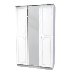 Windsor Triple Mirror Wardrobe in White Gloss (Ready Assembled)