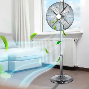 16" Chrome Pedestal Oscillating Stand Standing Cooling Fan Home Cool Air Tower