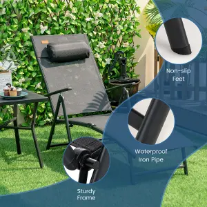 Costway Folding Chaise Lounge Chair Outdoor Portable Adjustable Reclining Chair