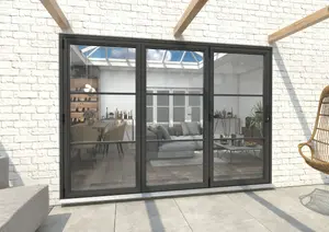 Green & Taylor Heritage Anthracite Grey Aluminium External Bi-folding Doors - 3 Left - 2990 x 2090mm (WxH)