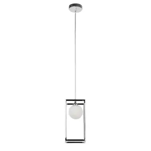 Luminosa Industrial And Retro Hanging Pendant Chrome 1 Light  with Glass Shade, G9