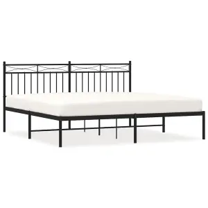 Berkfield Metal Bed Frame with Headboard Black 183x213 cm