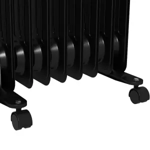 HOMCOM 2000W 9 Fin Oil Filled Heater Radiator for Home, Black