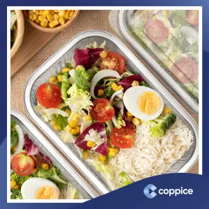 10 Pk Coppice Strong Aluminium Foil Oven Tray with Plastic Lid 20 x 13 x 7cm. Freezer, Microwave & Oven Safe