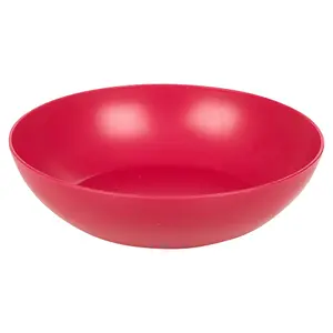 URBNLIVING 20cm Diameter 6 Pcs Fuchsia Colour High Quality Deep Round Reusable Solid Colour Plastic Dinner & Picnic Plates