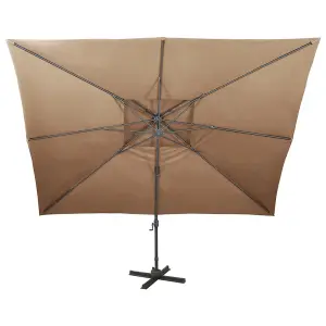 Berkfield Cantilever Umbrella with Double Top Taupe 400x300 cm