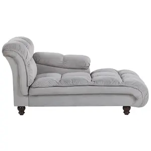 Left Hand Velvet Chaise Lounge Grey LORMONT