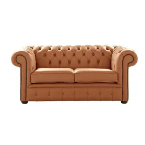 Chesterfield 2 Seater Shelly Saddle Leather Sofa Settee Bespoke In Classic Style