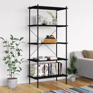 Berkfield 5-Tier Shelving Unit Black 80x40x163 cm