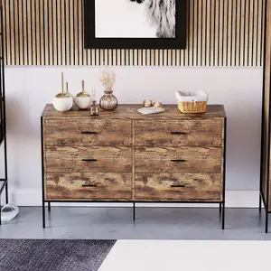 Vida Designs Brooklyn Dark Wood 6 Drawer Chest (H)795mm (W)1230mm (D)400mm