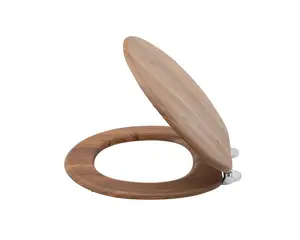 AQUALONA Teak Toilet Seat - MDF Wood with Slow Close and One Button Quick Release