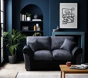 Argos Home Harry Faux Leather 2 Seater Sofa - Charcoal