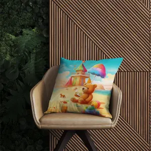 Bear On A Beach Holiday Outdoor Cushion 60cm x 60cm