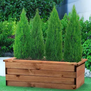 Set of 2 HORTICO™ Wooden Planter, 82cm Long Trough Planter, Made in the UK Scandinavian Red Wood Outdoor Plant Pots H31 L82 W41 cm