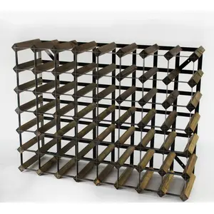 Liddle 56 Bottle Wine Rack Walnut Stained Pine / Black Steel