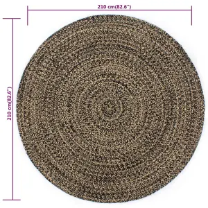 Handmade Rug Jute Black and Brown 210 cm