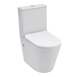 White 2-Piece Simple Floor Mounted Elongated Toilet with Dual Flush