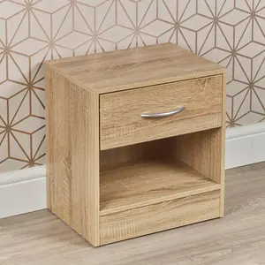 Antona 1 Drawer Bedside Table Anthracite Oak