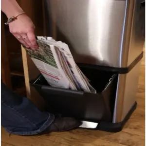 Trio Recycling Bin 40 Litre Tower Recycler, Easy Organised Recycling - Silver And Black