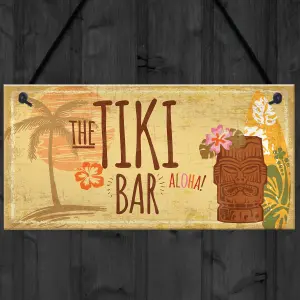 Red Ocean The Tiki Bar Party Hanging Bar Pub Plaque Cocktails Beach Garden Wall Sign Decoration Gift