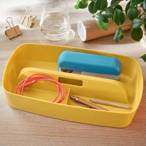 Leitz MyBox Cosy Storage Box with Organiser Tray Small in Warm Yellow