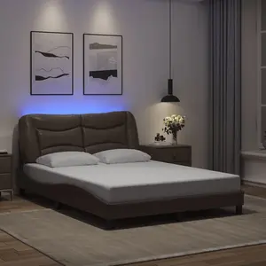 Berkfield Bed Frame with LED without Mattress Brown 140x200 cm